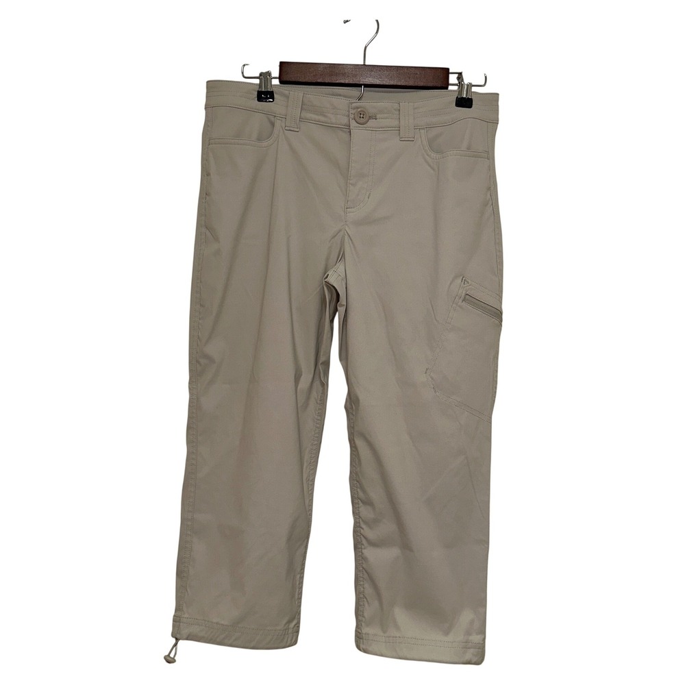 Eddie Bauer Capri Cargo Pants Womens‎ 8 Beige Cropped Hiking Outdoor Travel